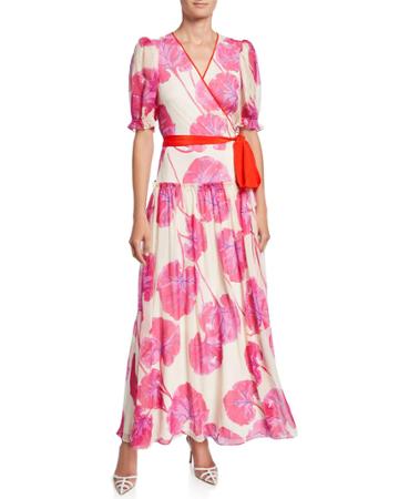 Breeze Floral-print Silk Long Wrap Dress