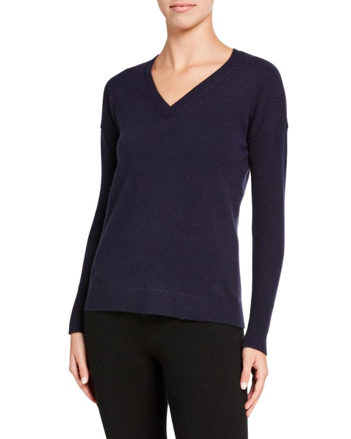 V Neck Drop Shoulder Cashmere