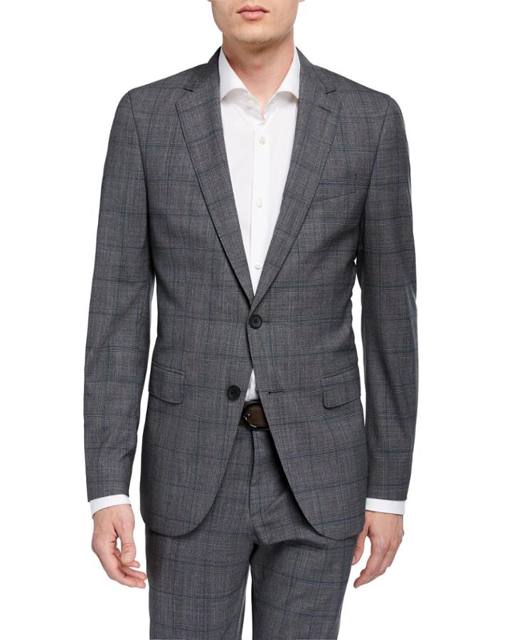 Men's Slim-fit Plaid Two-piece Wool