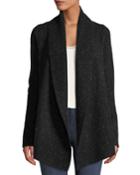 Marled-cashmere Open-front Duster Cardigan, Black