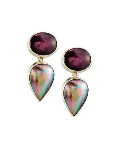 Star Ruby & Mabe Pearl Double-drop Earrings