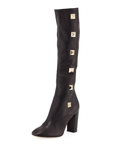 Rockstud Leather Knee-high Boot
