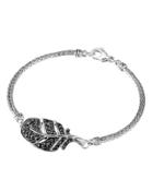 Mini Feather Lava Chain Bracelet W/ Black Spinel Pave,