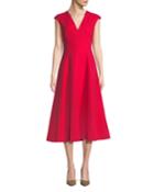 Structured Cotton Midi Dress W/ Cap