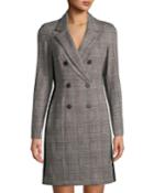 Double-breasted Stretch Plaid Coat Dress