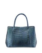 Nancy Gonzalez Small Sectional Crocodile Tote Bag, Metallic Blue, Women's