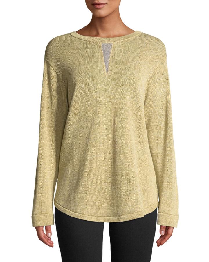 Monili-beaded Long-sleeve Tee
