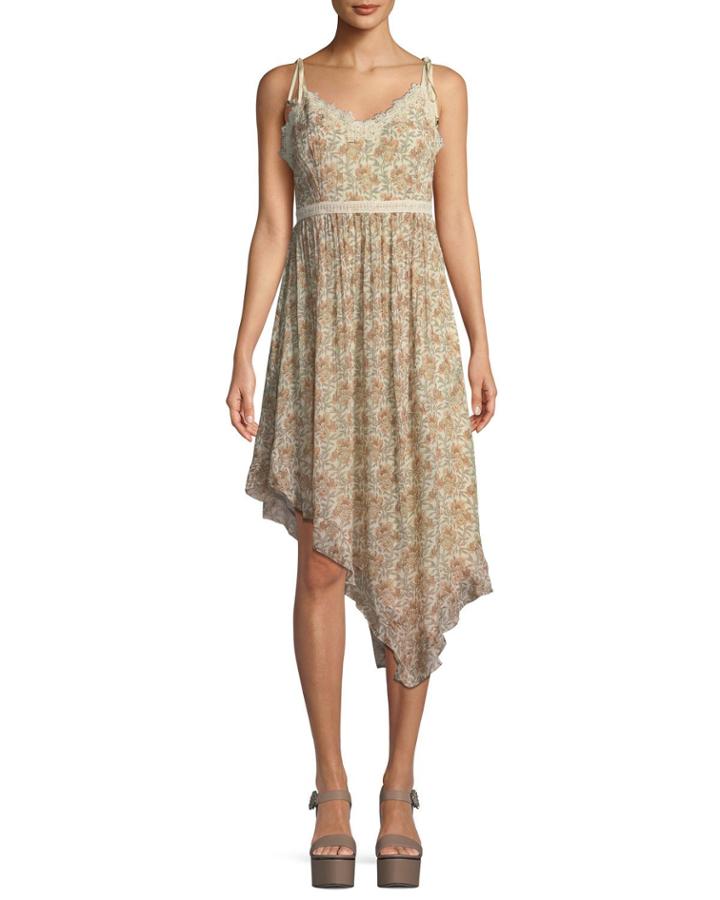 Aubrey Botanical Floral-print Georgette Midi Dress W/