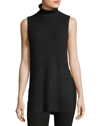 Cashmere-blend Shaker-stitch Turtleneck Tunic
