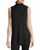 Cashmere-blend Shaker-stitch Turtleneck Tunic