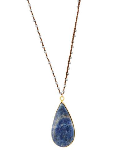 Marlow Long Beaded Sodalite Pendant Necklace