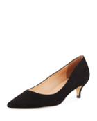 Marina Pointed-toe Kitten Heel Pumps, Black