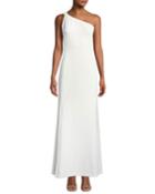 Pearlescent One-shoulder Evening Gown