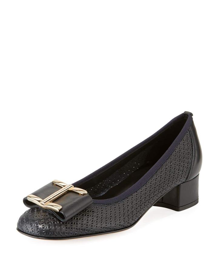 Ramzi Laser-cut Bow Pumps, Navy