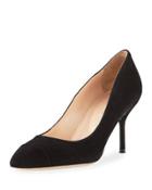 Suede Point-toe Pump, Black
