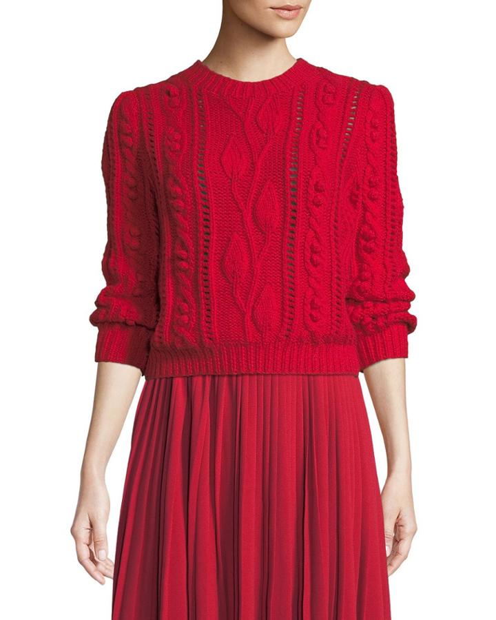 Crewneck Wool-cashmere Cable-knit