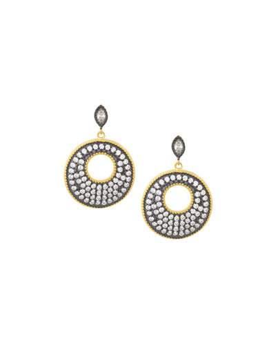 Round Pave Crystal Drop Earrings