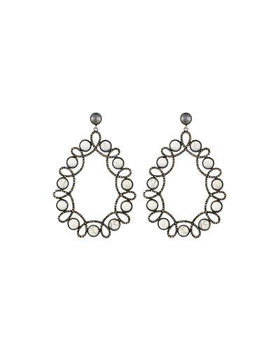 Moonstone & Diamond Pear-shaped Earrings