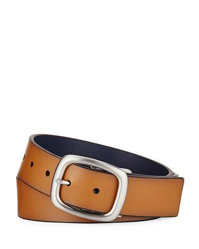 Brushed Reversible Wide Belt, Blue/brown