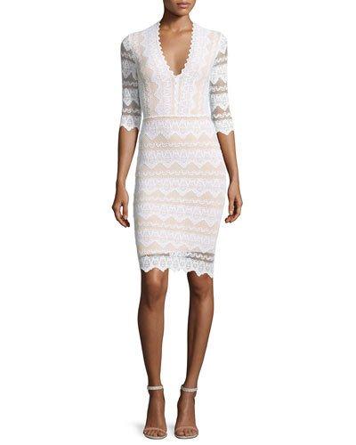 Sierra Lace 3/4-sleeve Dress, Dove