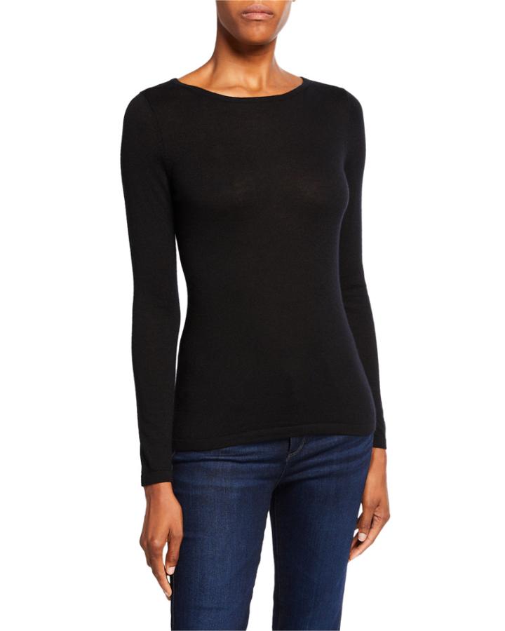 Boat-neck Long-sleeve Superfine Cashmere