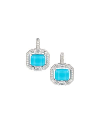 Frozen Emerald-cut Crystal Drop Earrings, Turquoise