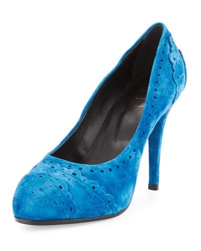 Decollete Lace Suede 100mm Pump, Abisso