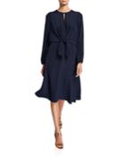 Kaya Long-sleeve Silk Georgette Dress