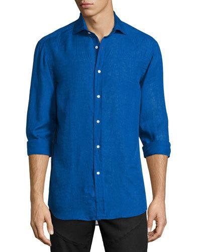 Solid Linen/cotton Long-sleeve Sport