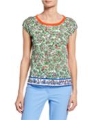 Ceramic-print Cap-sleeve Top
