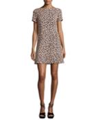 Jacquard Petal Stamp Mini Dress, Black/natural