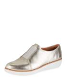 Metallic Leather Laceless Slip-on Derby