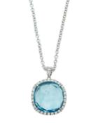 Jaipur 18k White Gold Blue Topaz & Diamond Pendant Necklace