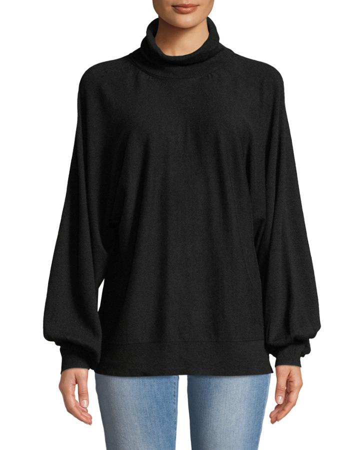 High-neck Balloon-sleeve