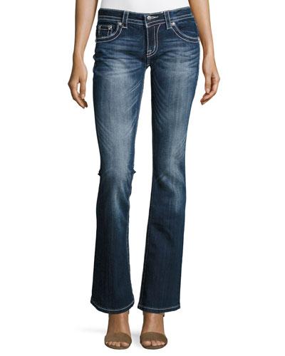 Boot-cut Embellished Pocket Jeans, Dark