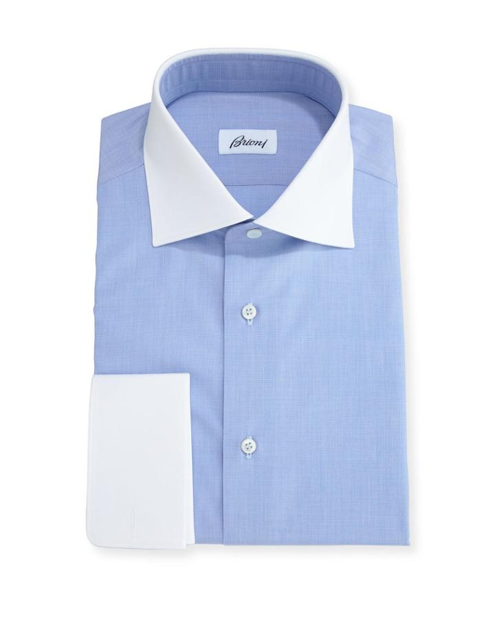 End-on-end Dress Shirt With Contrast Collar & Cuffs, Blue