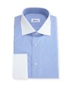 End-on-end Dress Shirt With Contrast Collar & Cuffs, Blue