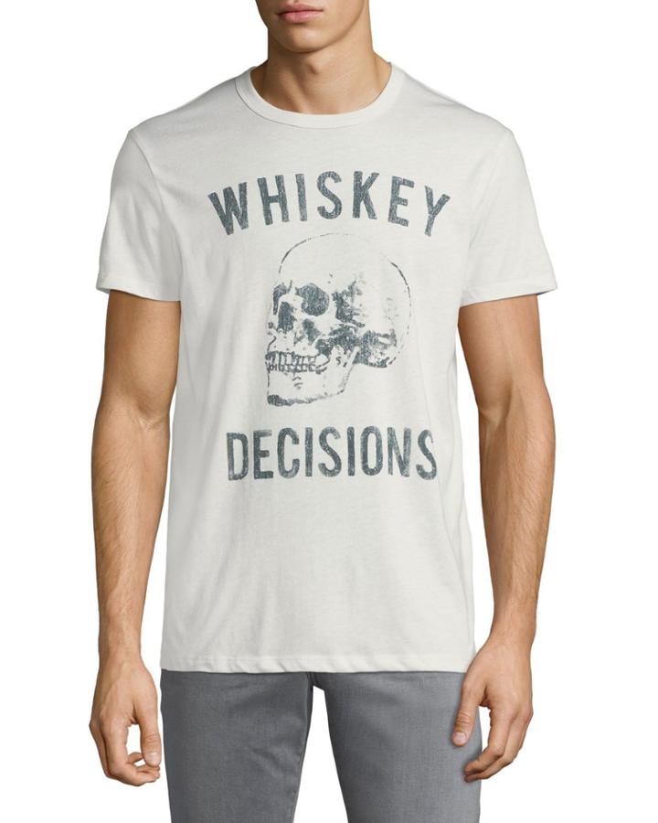 Men's Whiskey Decisions Skull Crewneck Short-sleeve Jersey Tee
