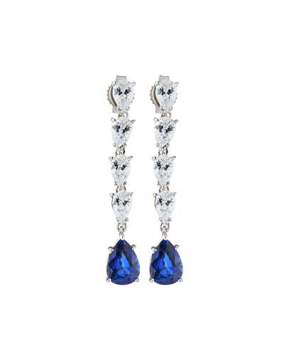 Multi-drop Cubic Zirconia & Synthetic Sapphire Earrings
