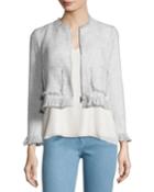 Fringe-trim Suiting Jacket, Gray