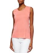 Scoop-neck Knit Tank, Coral