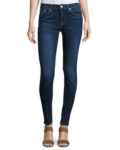 Skinny Dark-wash Cropped Jeans, Bright Cherry Hills