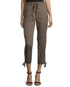 Drawstring Cropped Pants, Fatigue