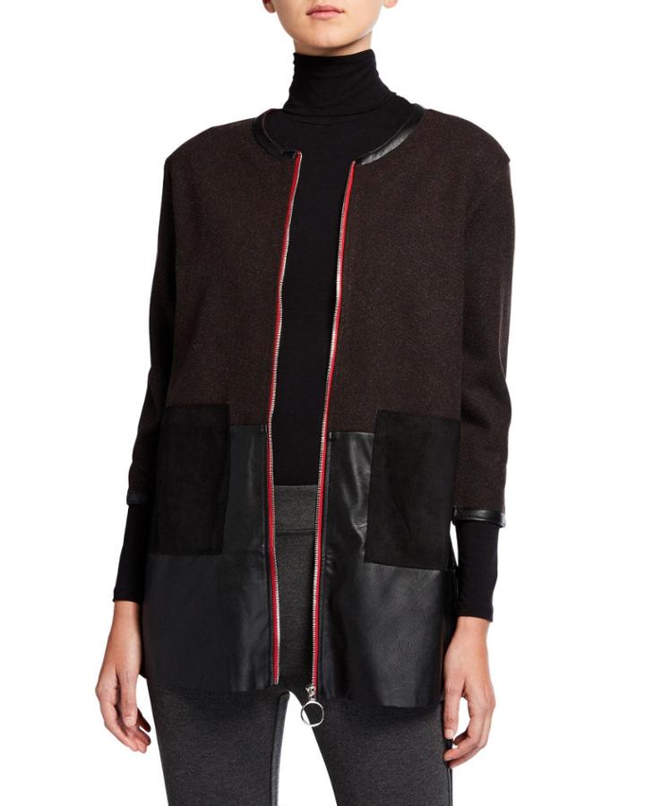 Mixed Media Sleeveless Jacket