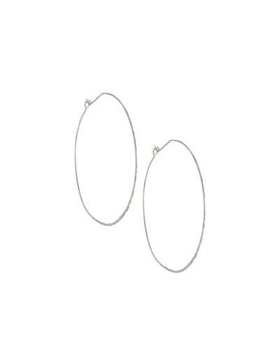 Silvertone Large Lever Back Hoop Earrings