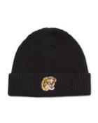 Men's Cashmere Ribbed Tiger Beanie