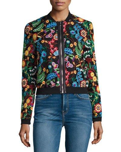 Floral-embroidered Bomber Jacket,