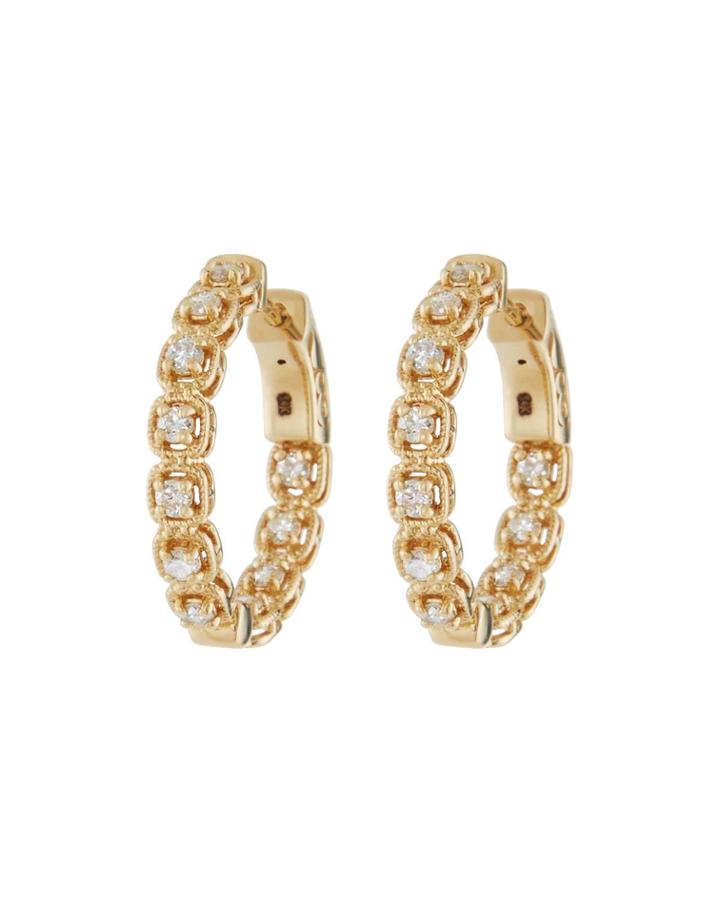 14k Diamond Illusion-set Hoop Earrings