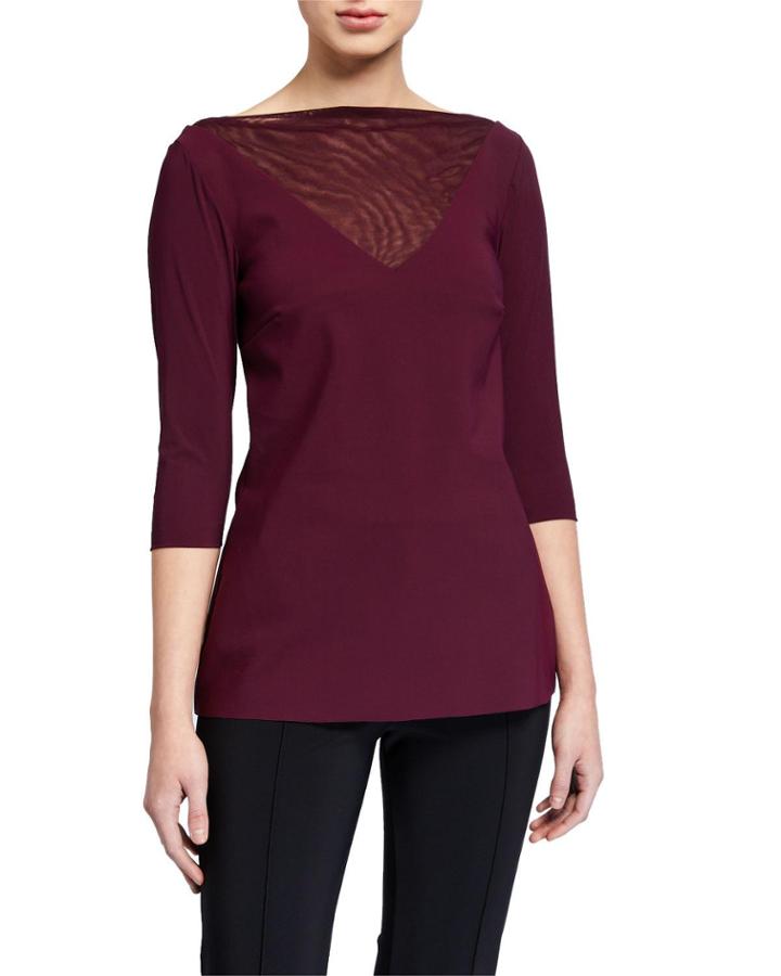 Goran High-neck 3/4-sleeve Illusion Top