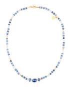 Single-strand Quartz & Sapphire Beaded Necklace
